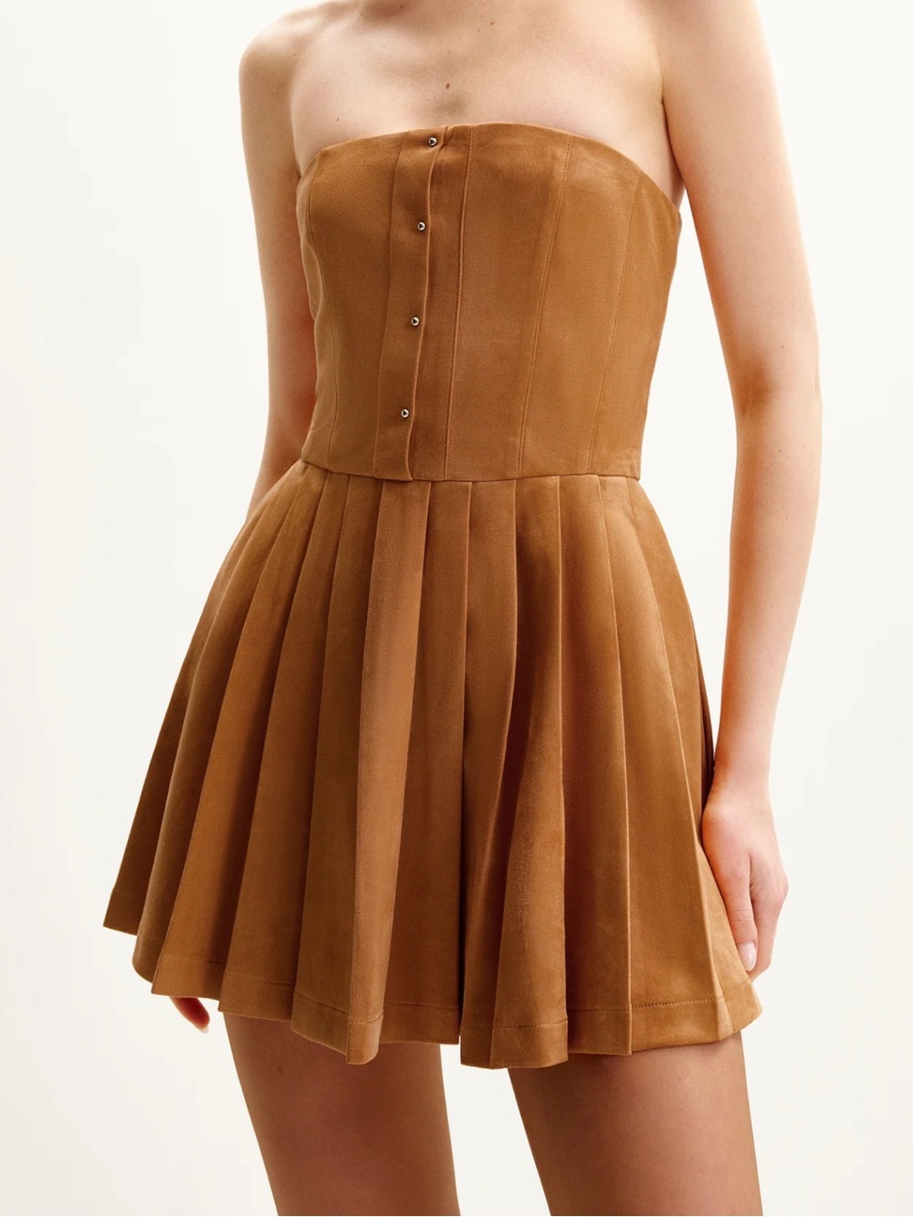 JW PEI: Ellie Pleated Velvet suede pleated dress